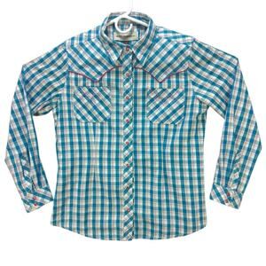 Womens bit & bridle long sleeve button up shirt size M western snap buttons